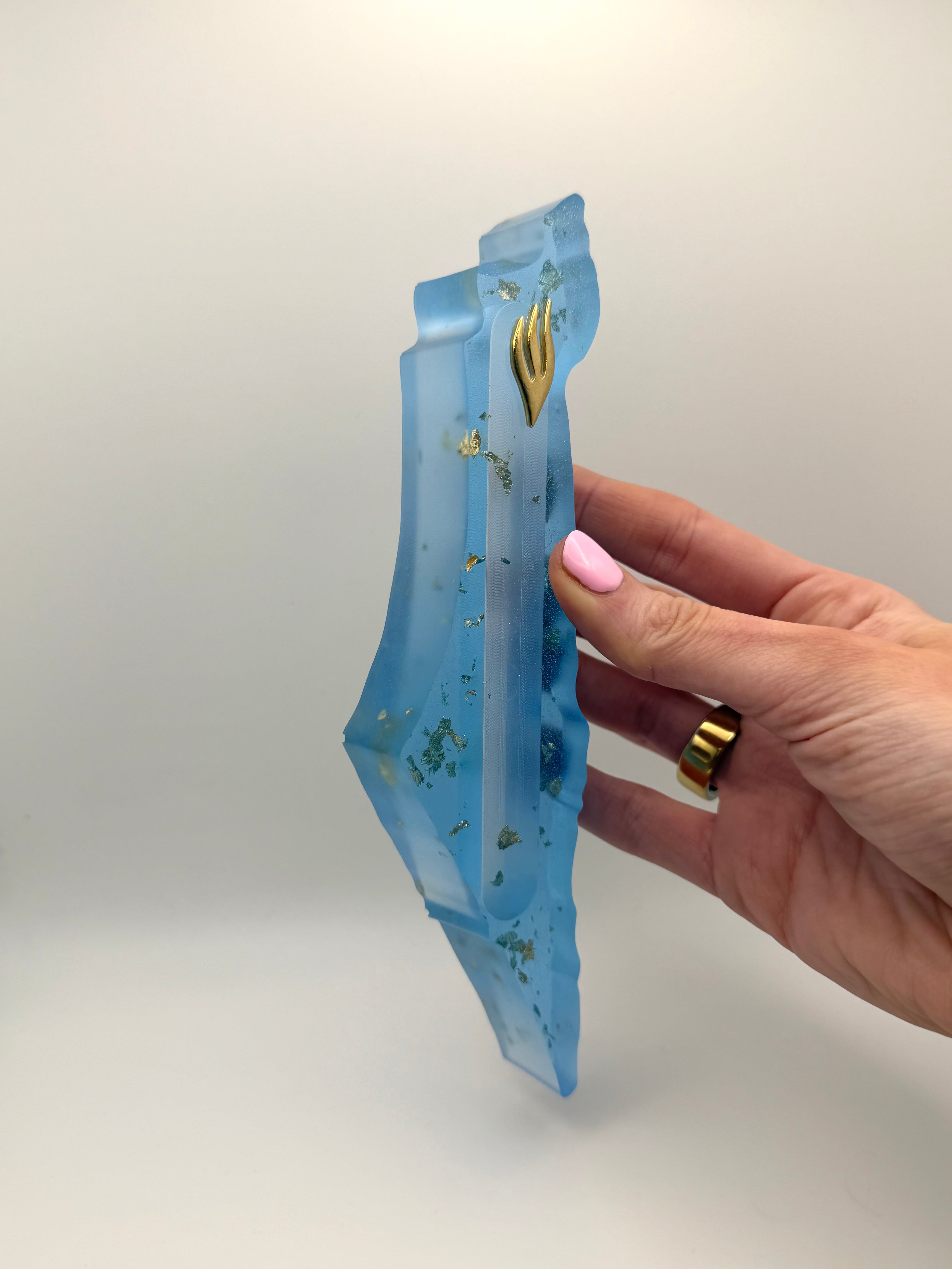 Blue & Gold Israel Mezuzah