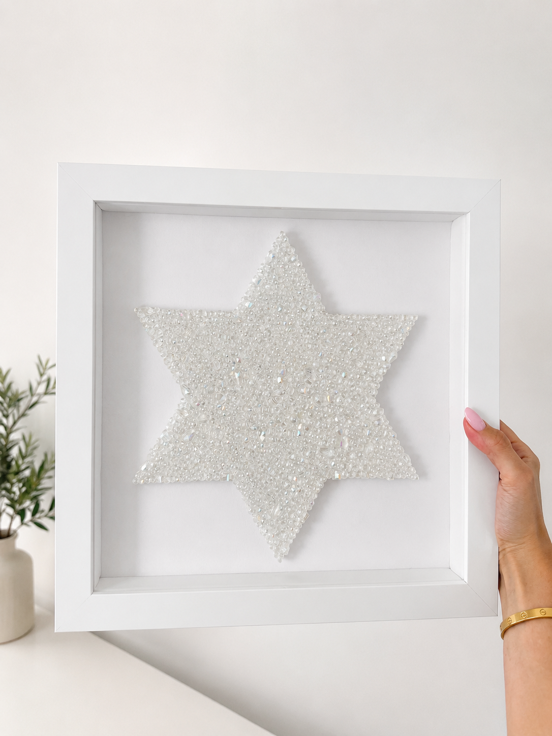 Star of David Glass Beaded Wall Art 13” x 13”