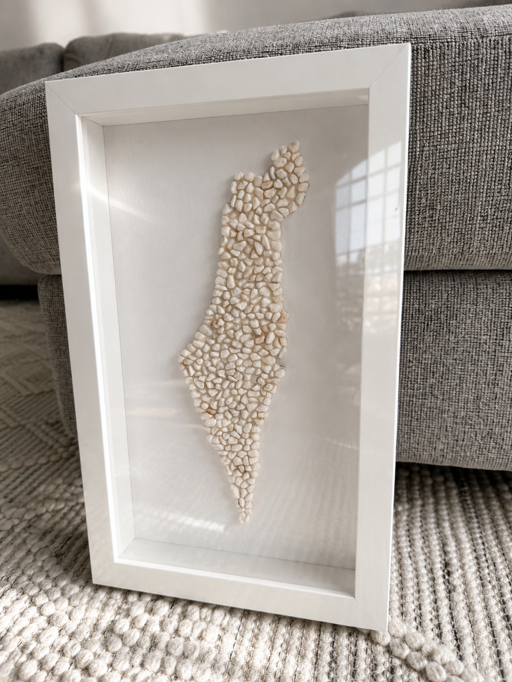 White Pebble Israel Map 16” x 10”