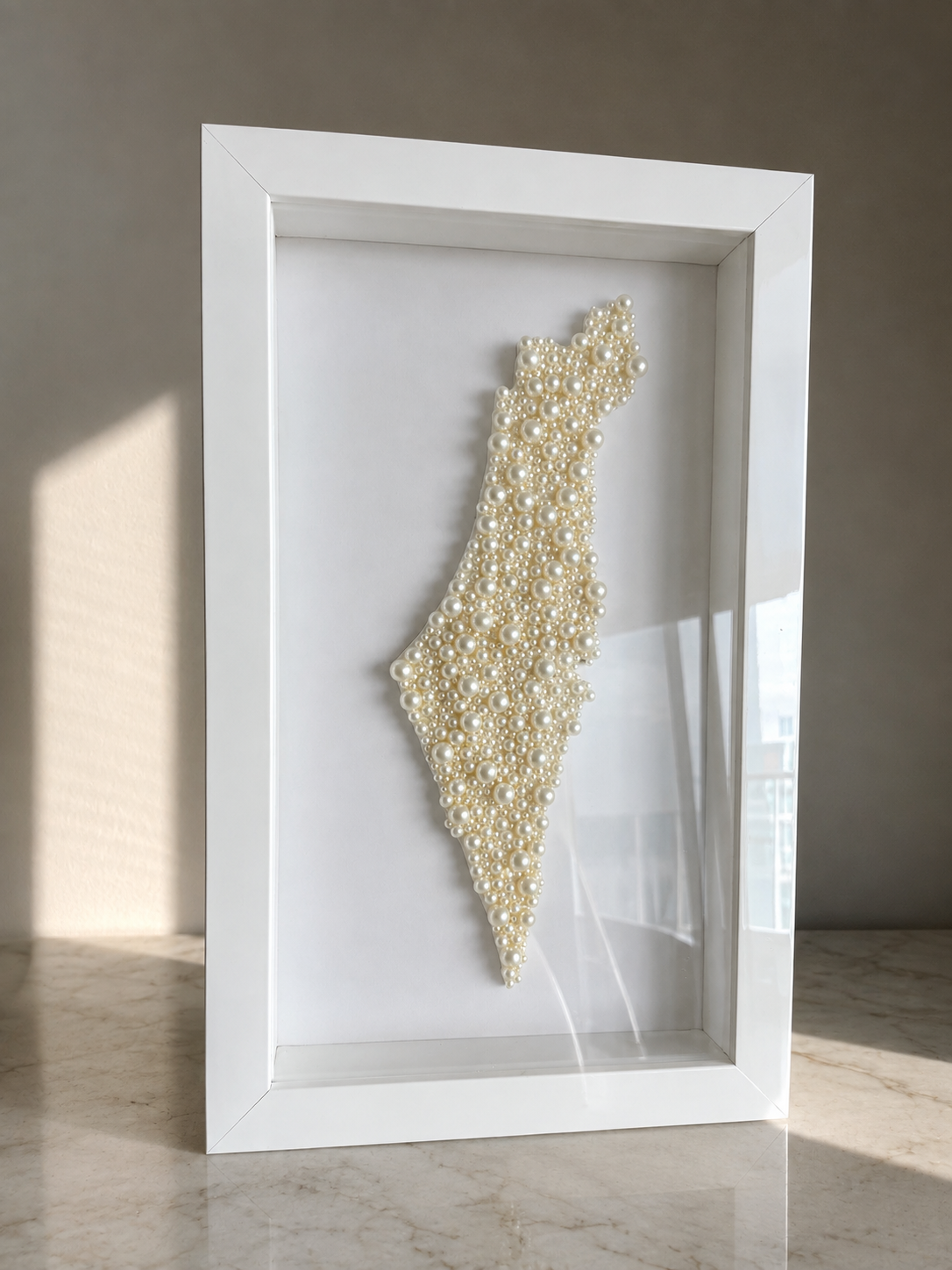 White Pearl Israel Map 16” x 10”