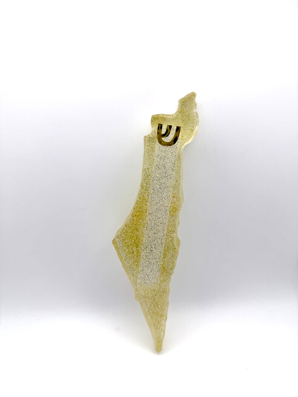 Gold Glitter Map of Israel Mezuzah