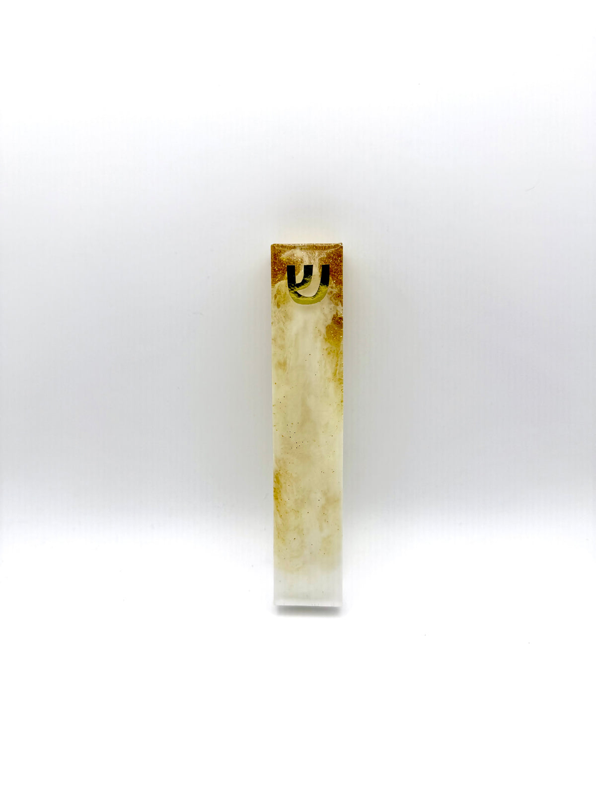 Gold & White Marble Mezuzah
