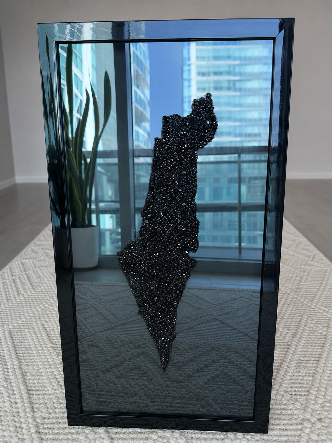 Black Crystal Beaded Israel Map