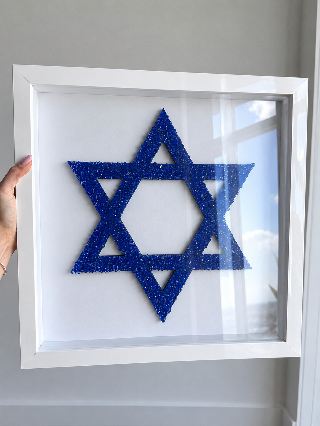 Star of David Glass Beaded Wall Art 18” x 18”
