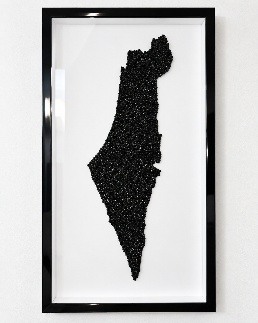 Large Black Crystal Beaded Israel Map 38” x 19”