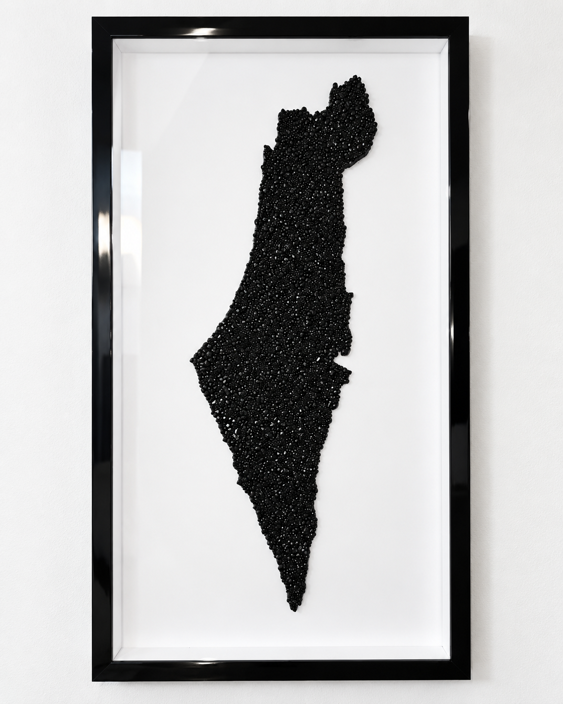 Large Black Crystal Beaded Israel Map 38” x 19”