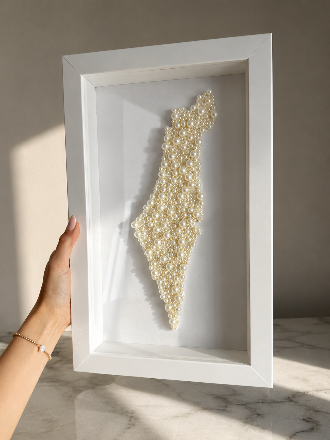 White Pearl Israel Map 16” x 10”