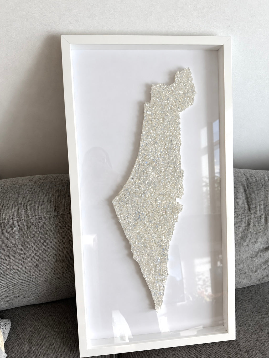 Large Crystal Beaded Israel Map 38” x 19”