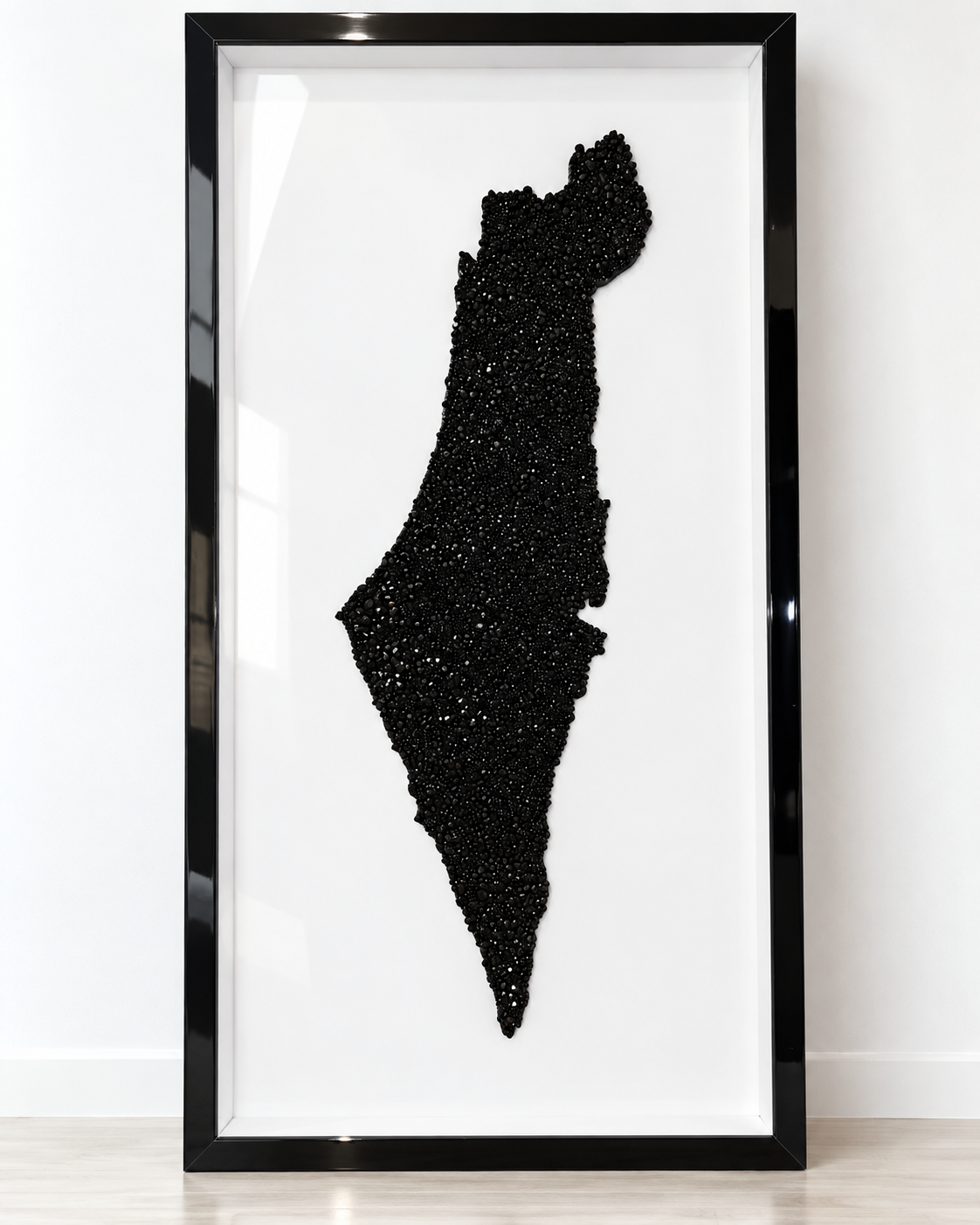 Large Black Crystal Beaded Israel Map 38” x 19”