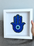 Blue Hamsa Evil Eye Beaded Wall Art