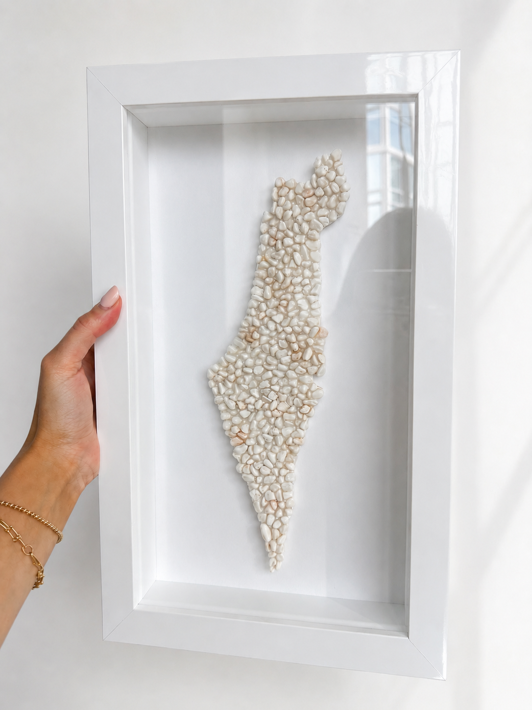White Pebble Israel Map 16” x 10”