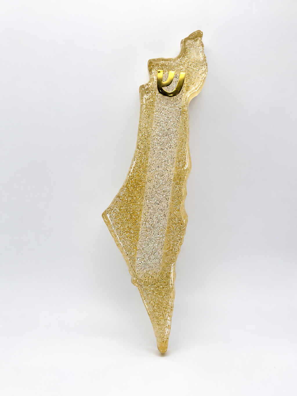 Gold Glitter Map of Israel Mezuzah