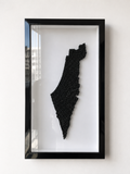 Black & White Crystal Beaded Israel Map 26” x 13”
