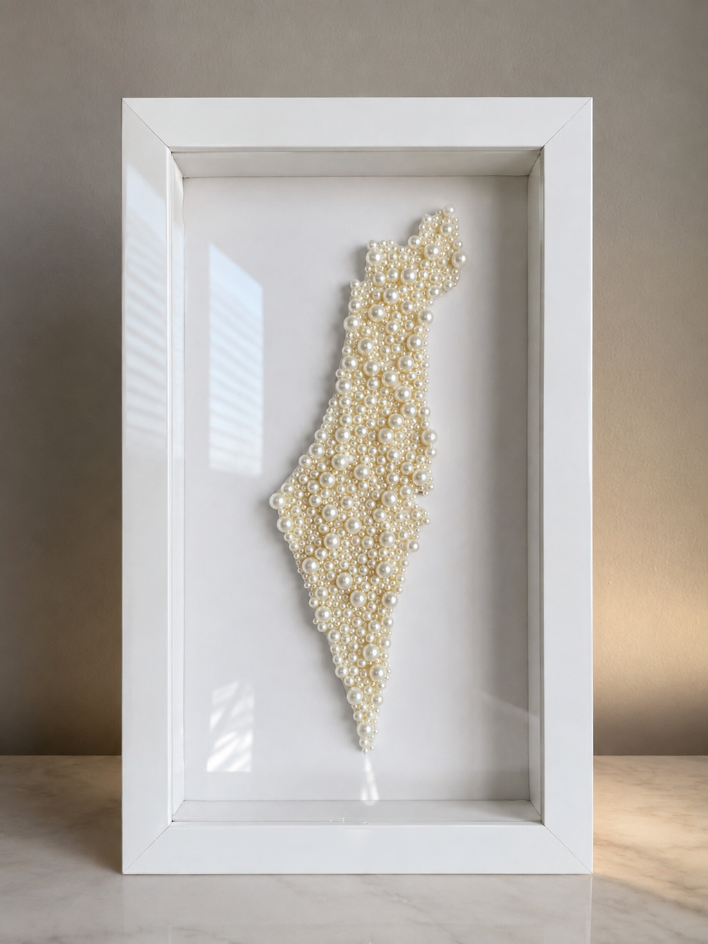 White Pearl Israel Map 16” x 10”