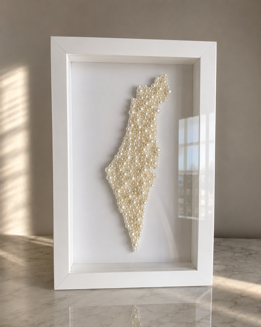 White Pearl Israel Map 16” x 10”