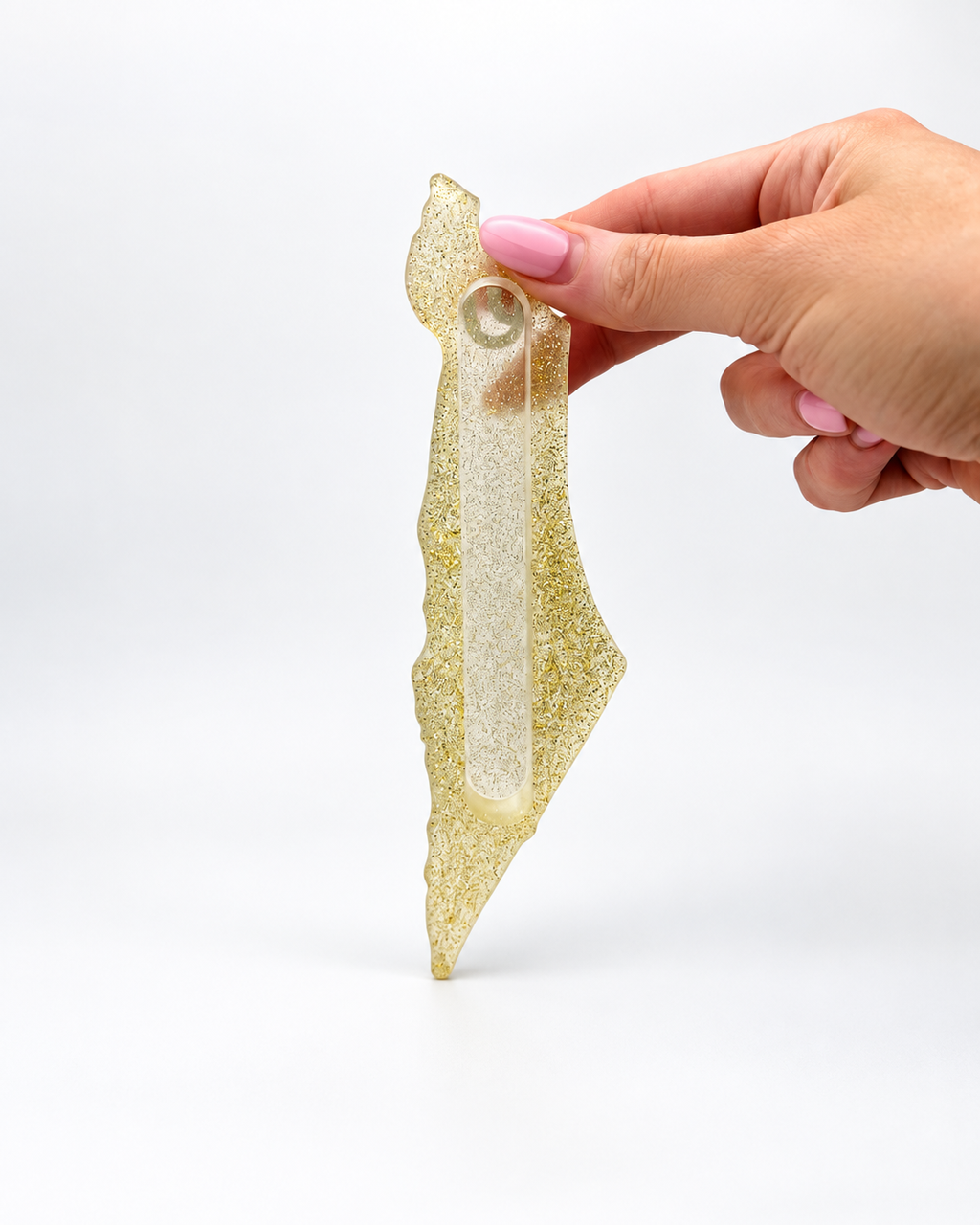Gold Glitter Map of Israel Mezuzah