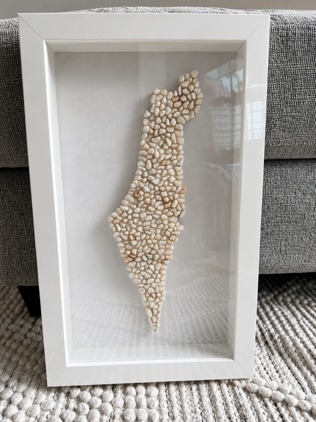 White Pebble Israel Map 16” x 10”
