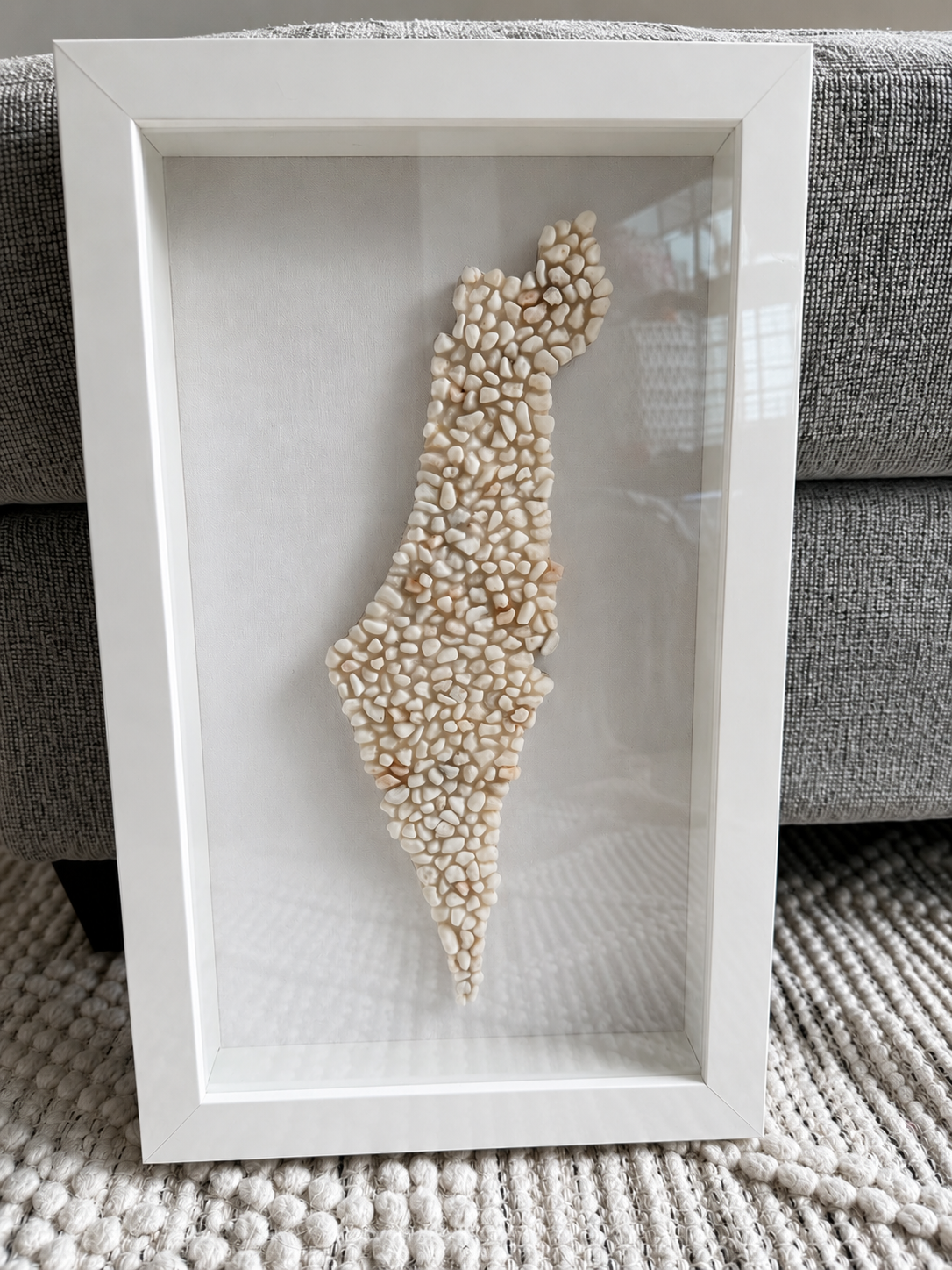 White Pebble Israel Map 16” x 10”