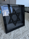 Star of David Black Glass Bead Shadow Box Wall Art