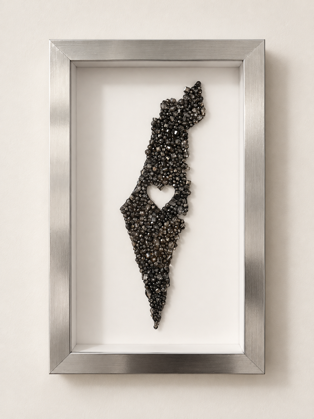 Silver Beaded Israel Map 16” x 10”
