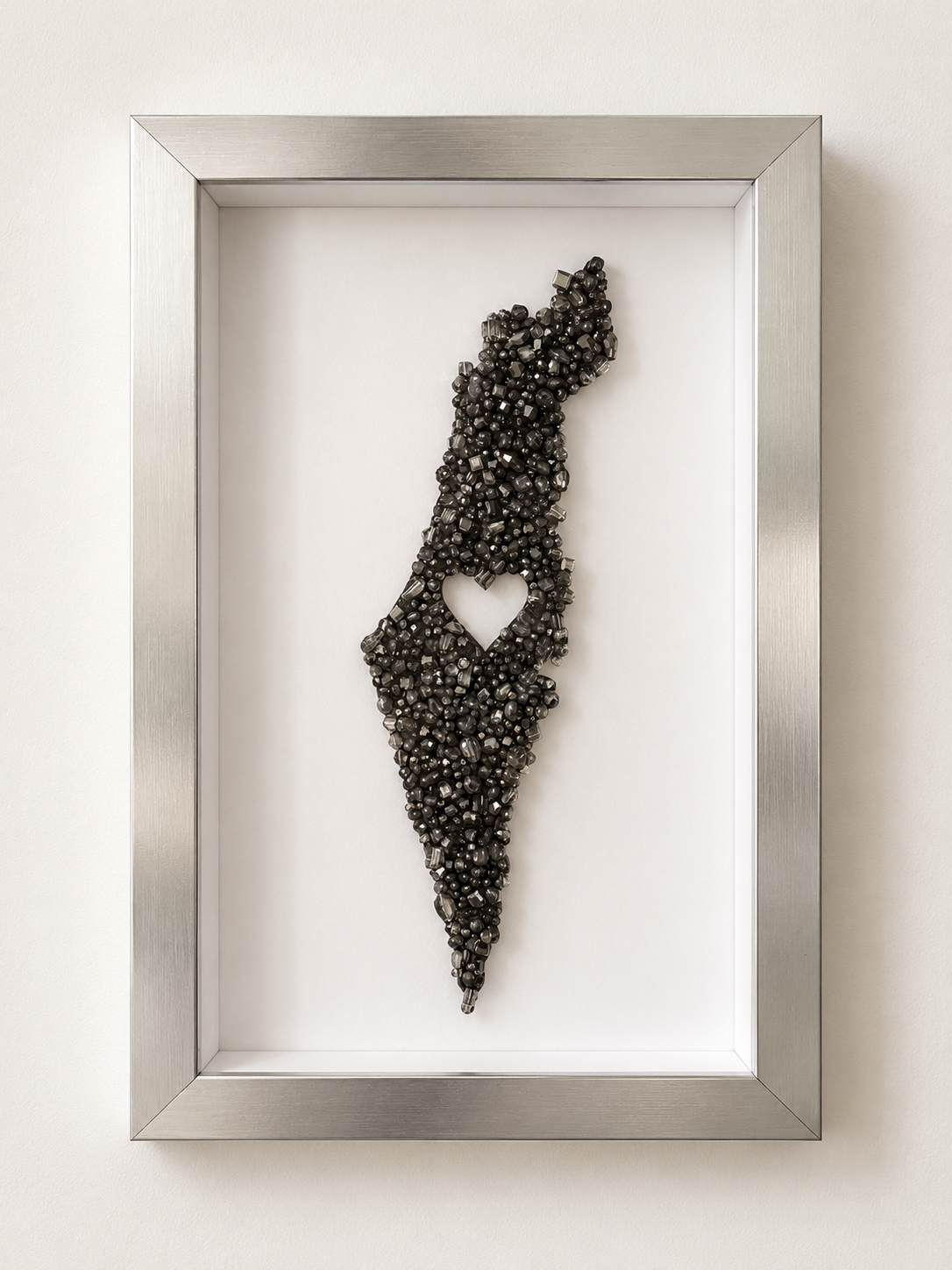Silver Beaded Israel Map 16” x 10”
