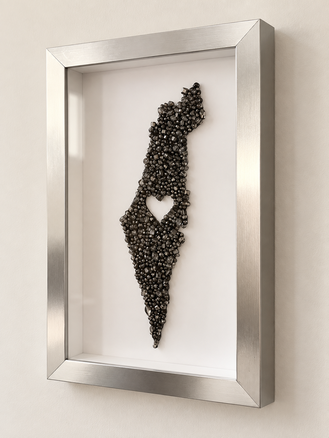 Silver Beaded Israel Map 16” x 10”