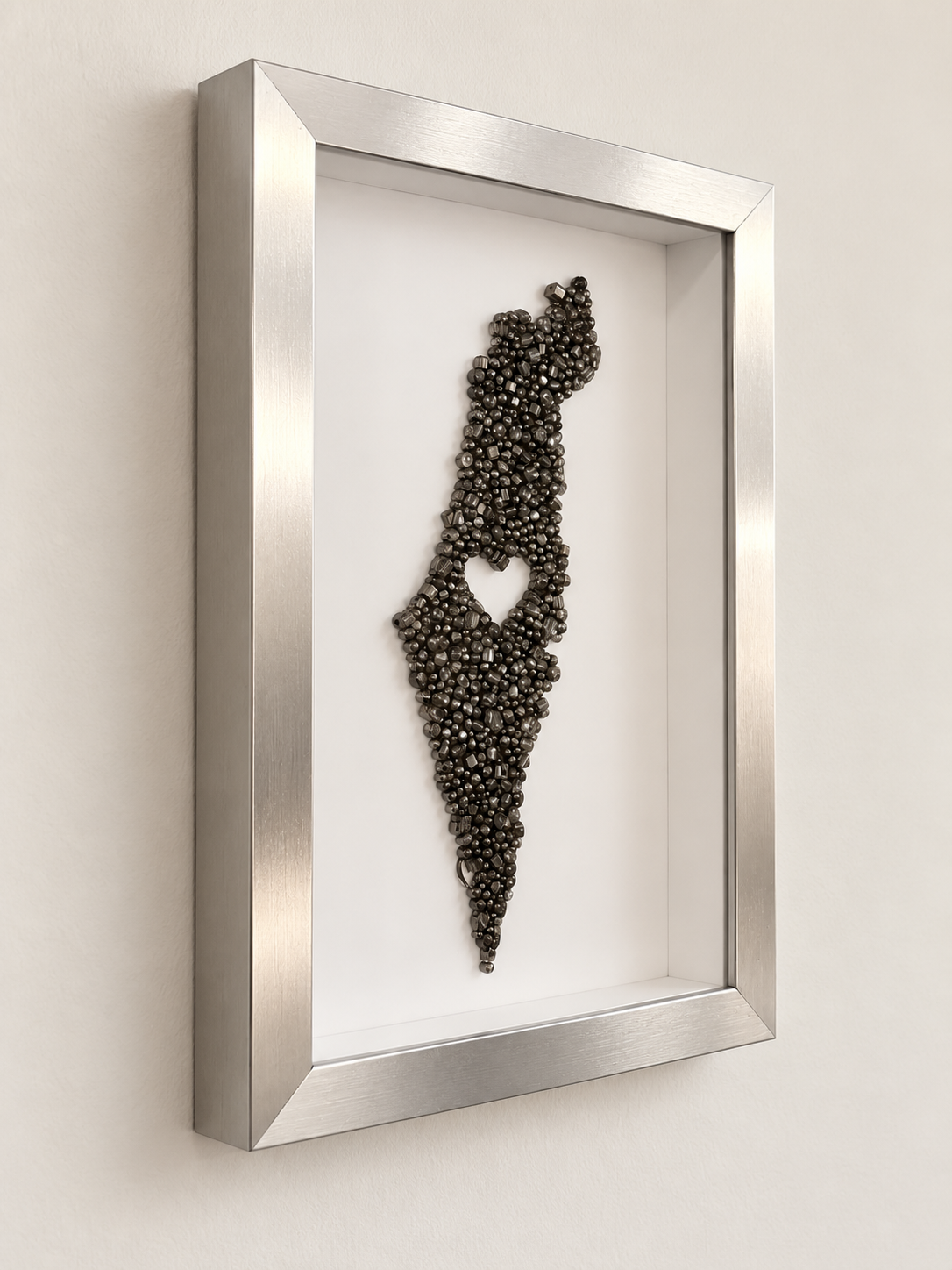 Silver Beaded Israel Map 16” x 10”