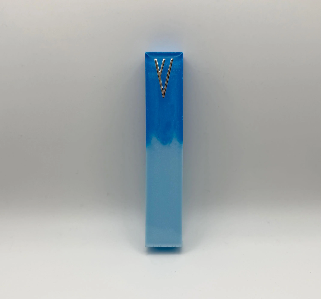 Modern Blue Epoxy Resin Mezuzah