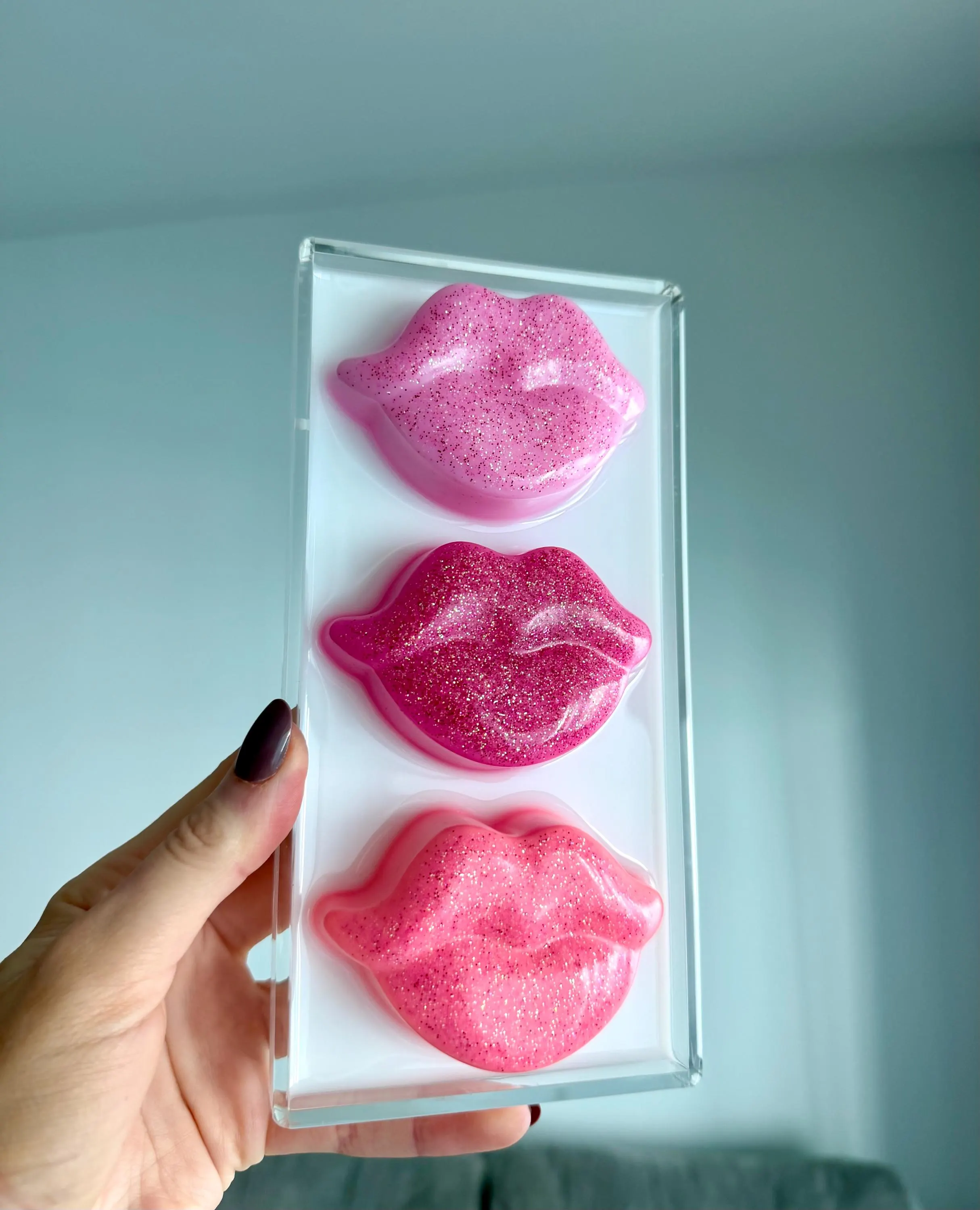 3D Resin Glitter Lips Pop Wall Art