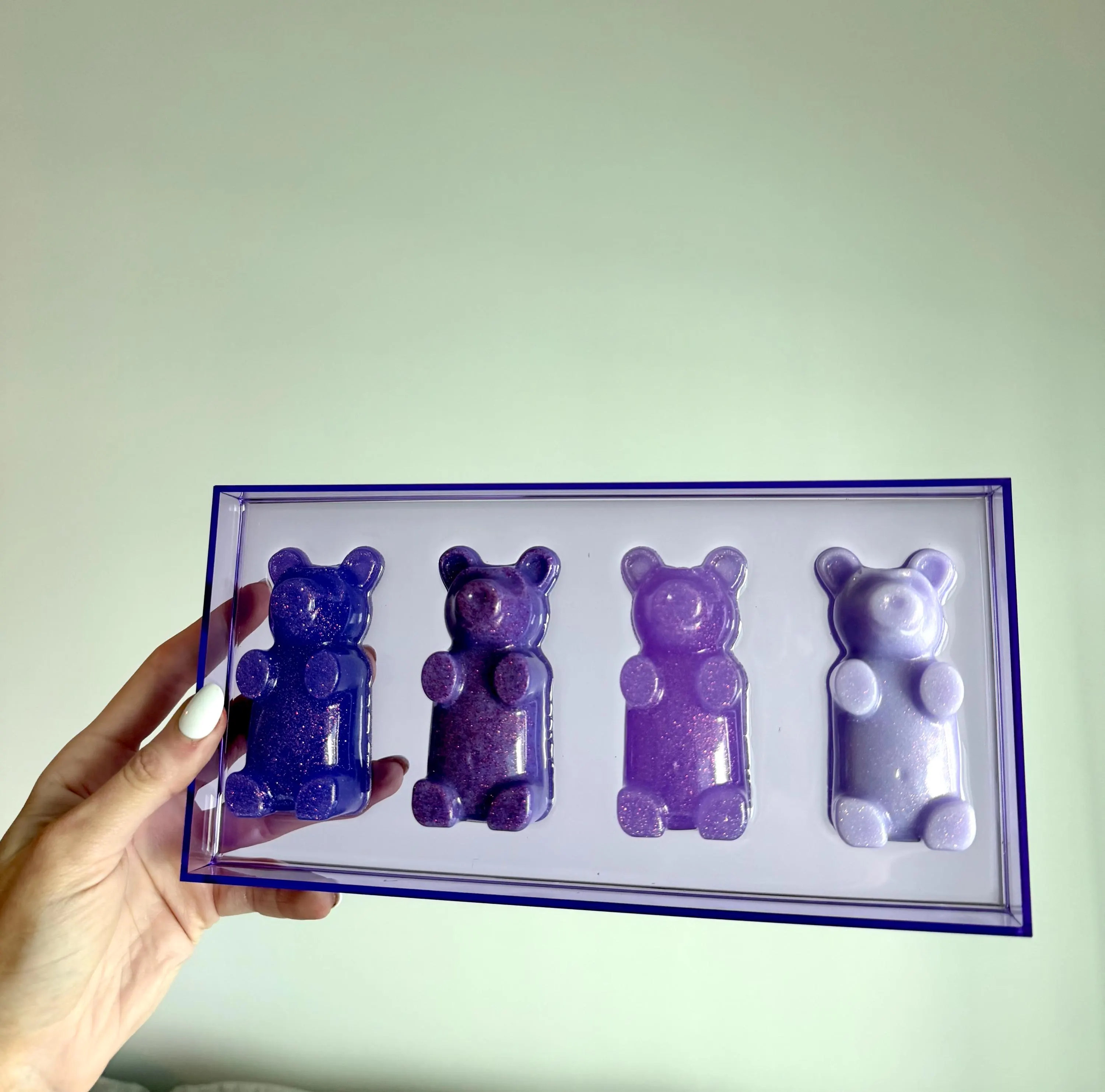 Gummy Bear Wall Acrylic Wall Art, 3D Purple Resin Bears
