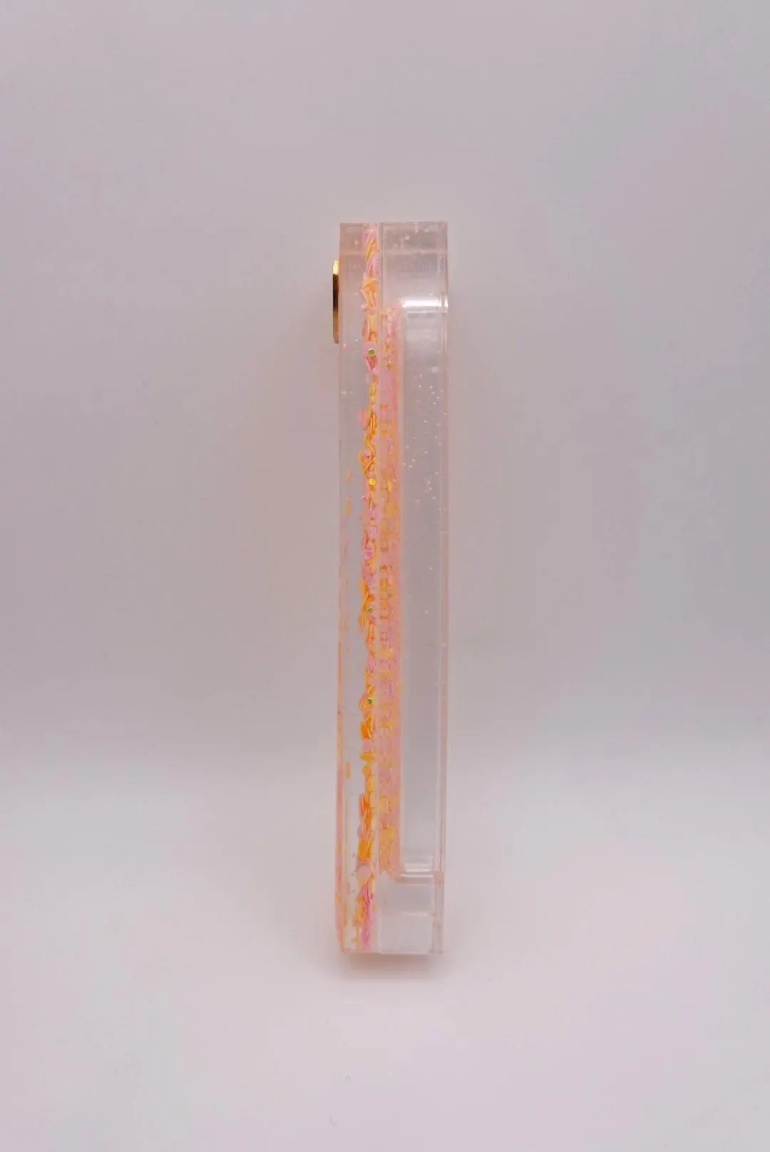 Pink, Yellow, Orange Glitter Epoxy Resin Mezuzah