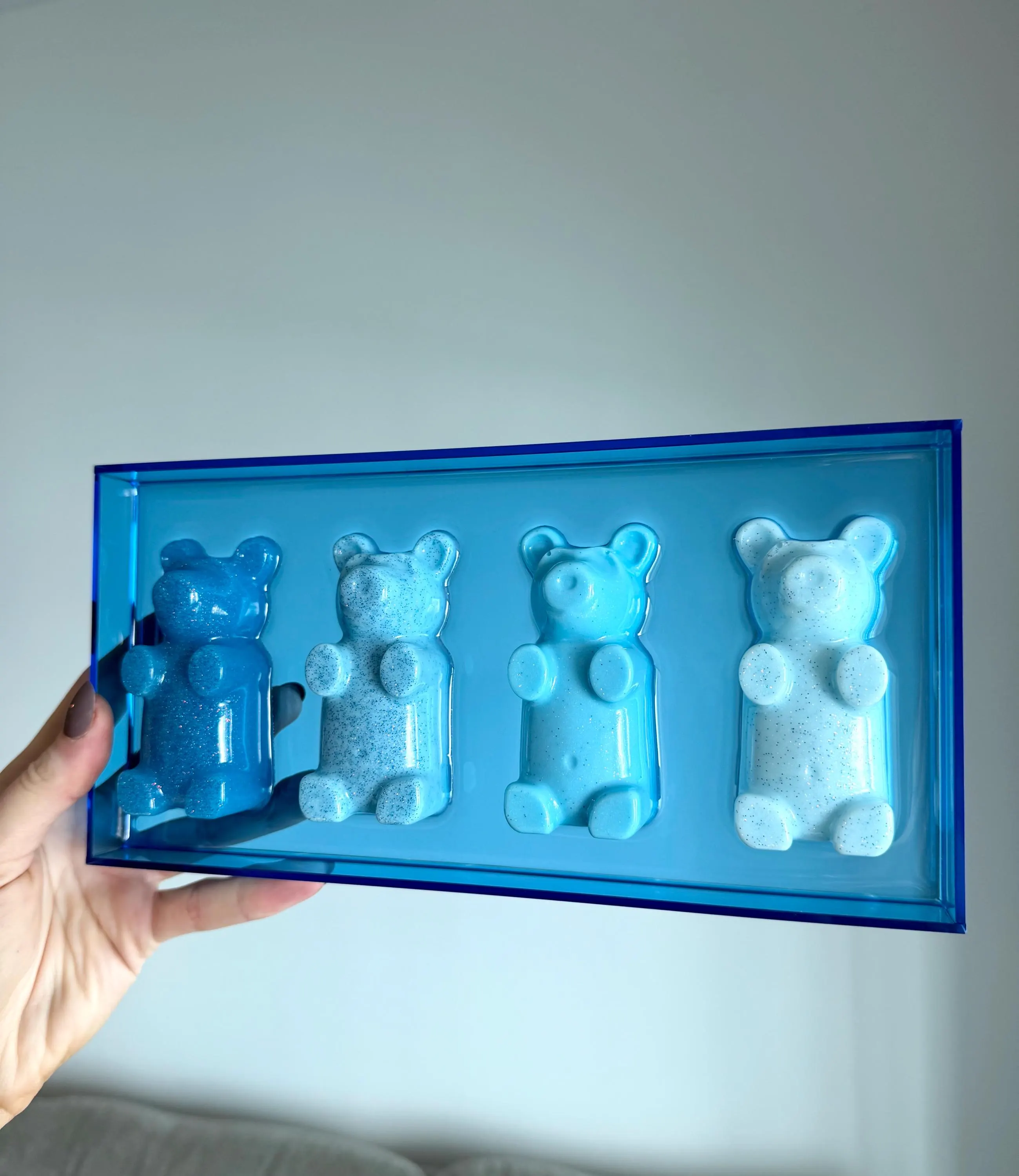Gummy Bear Wall Acrylic Wall Art, 3D Blue Resin Bears