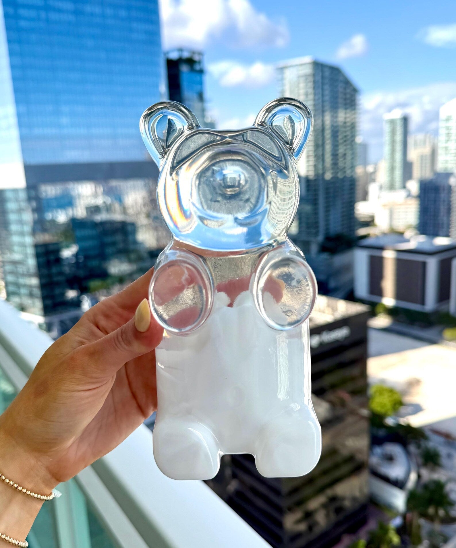 Giant Clear White Transluscent Epoxy Resin Gummy Bear 7”