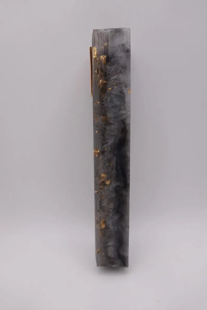 Modern Black and Gold Epoxy Resin Mezuzah