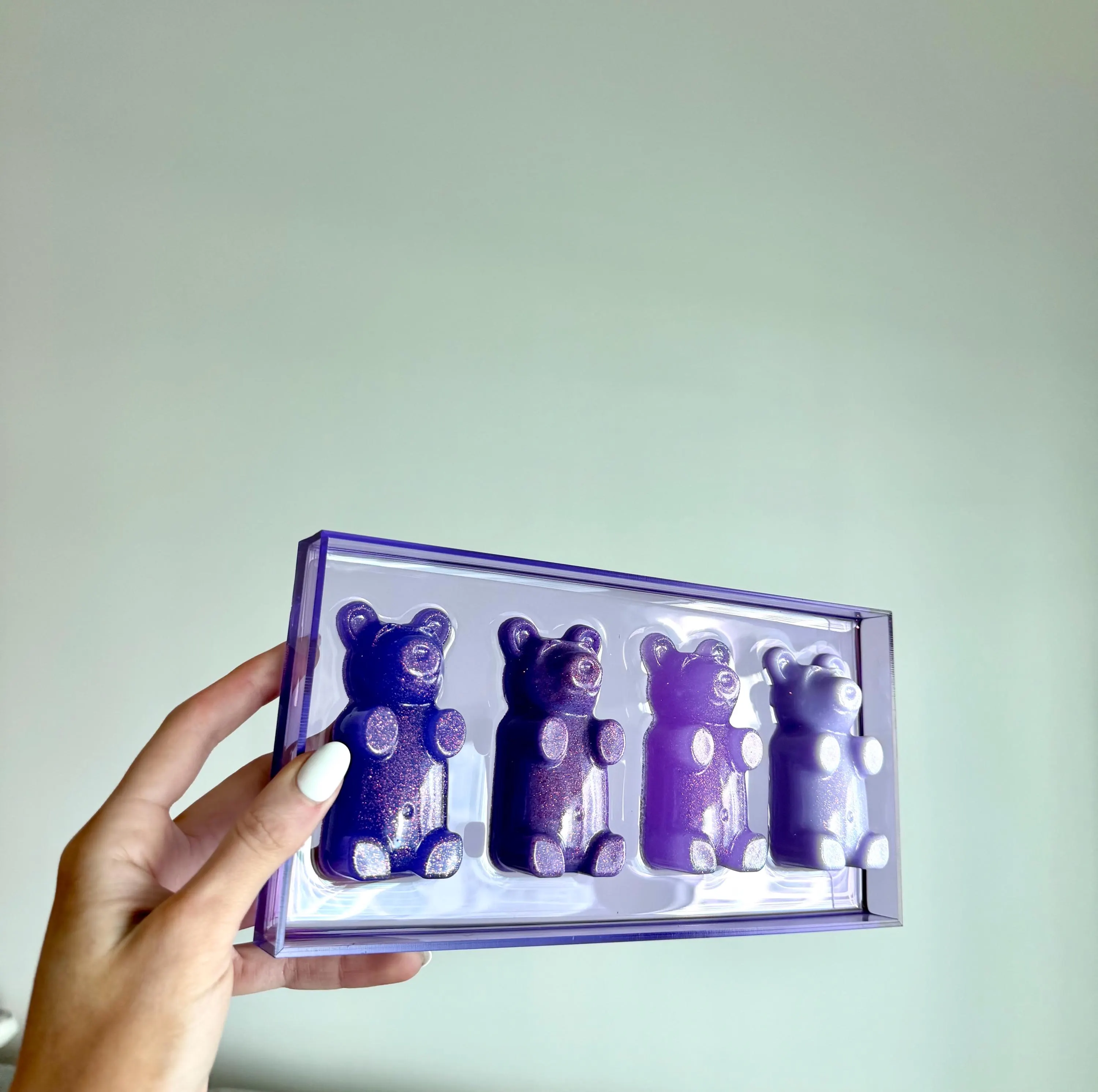 Gummy Bear Wall Acrylic Wall Art, 3D Purple Resin Bears