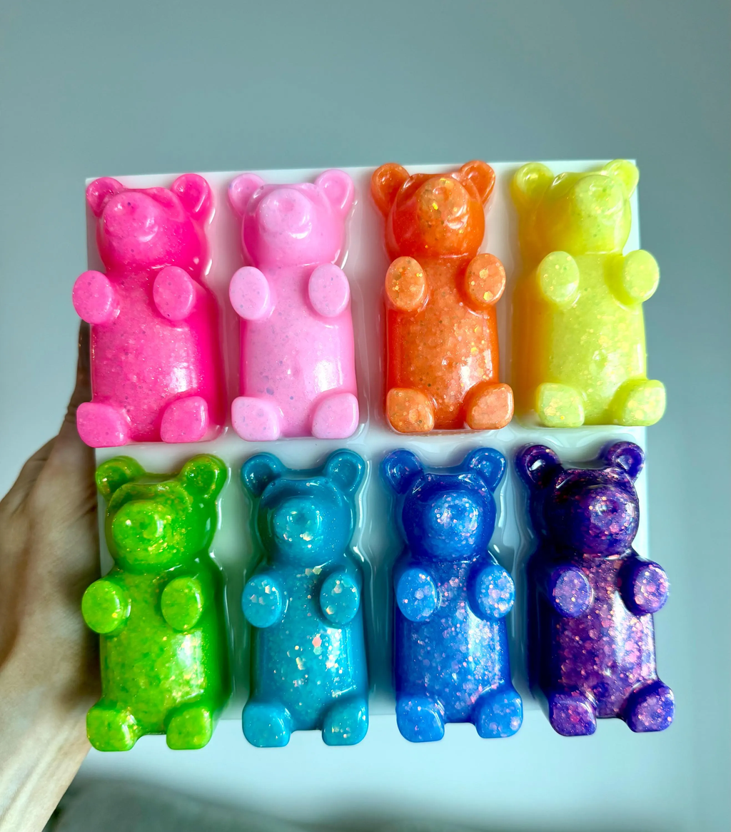 Glitter Rainbow Gummy Bear Resin Wall Hanging, 3D Pop Art