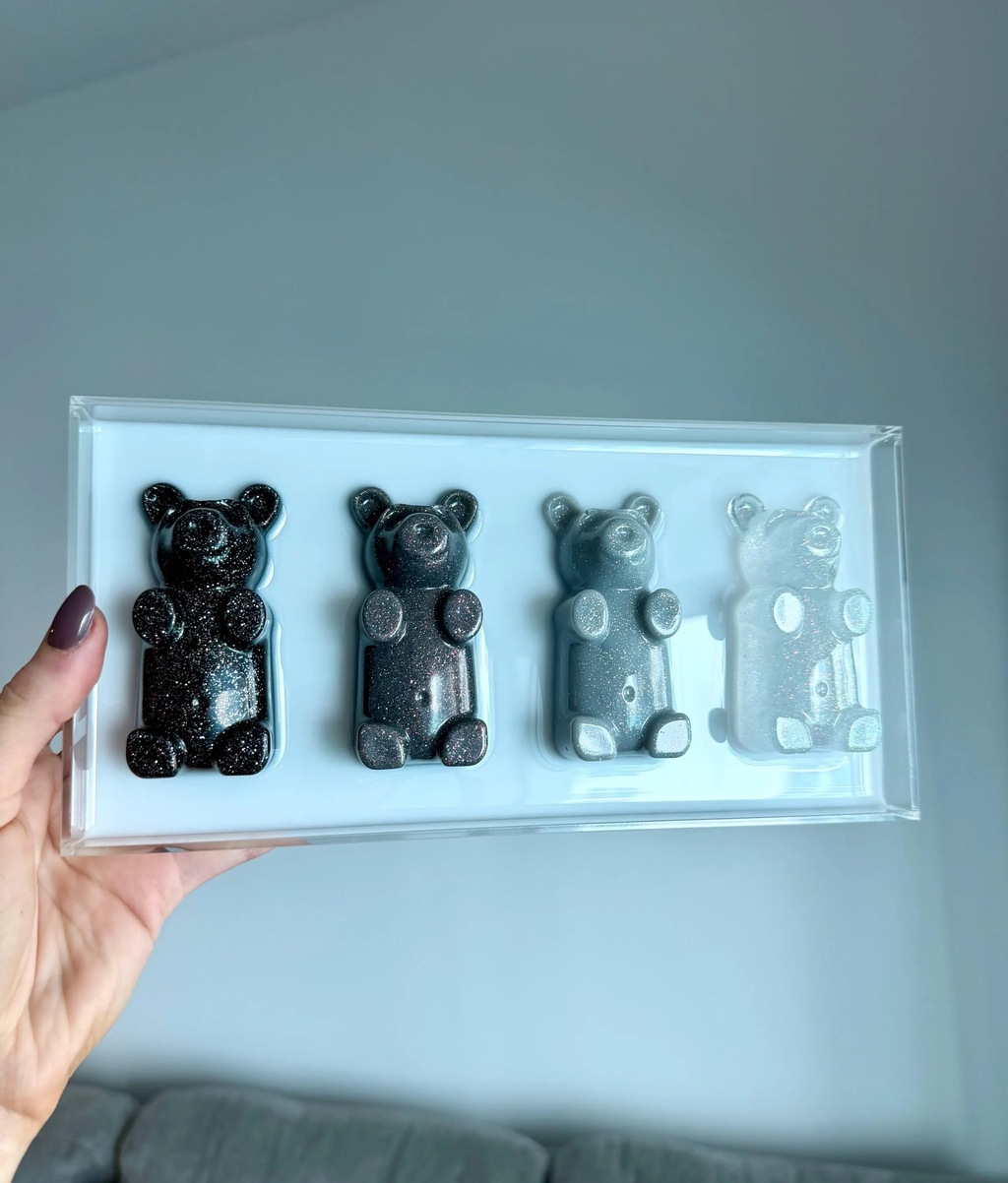 Gummy Bear Wall Acrylic Wall Art, 3D Black and White Resin Bears