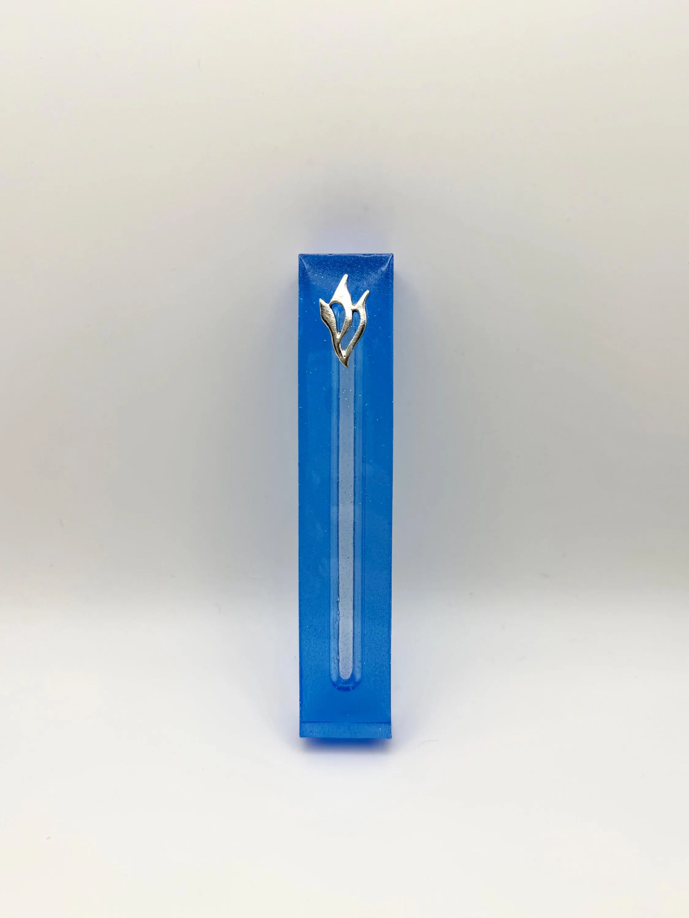 Blue Transparent Shimmer Glitter Epoxy Resin Mezuzah