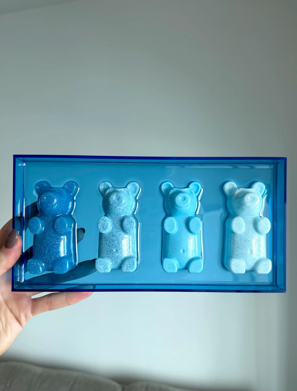 Gummy Bear Wall Acrylic Wall Art, 3D Blue Resin Bears