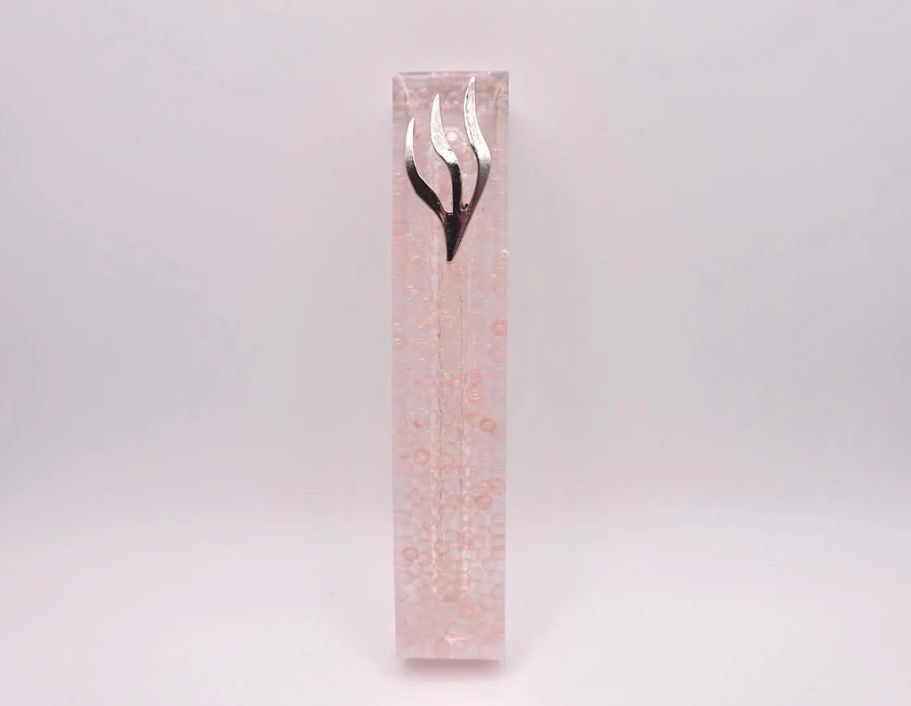 Pink Bubble Glass Beads Epoxy Resin Mezuzah