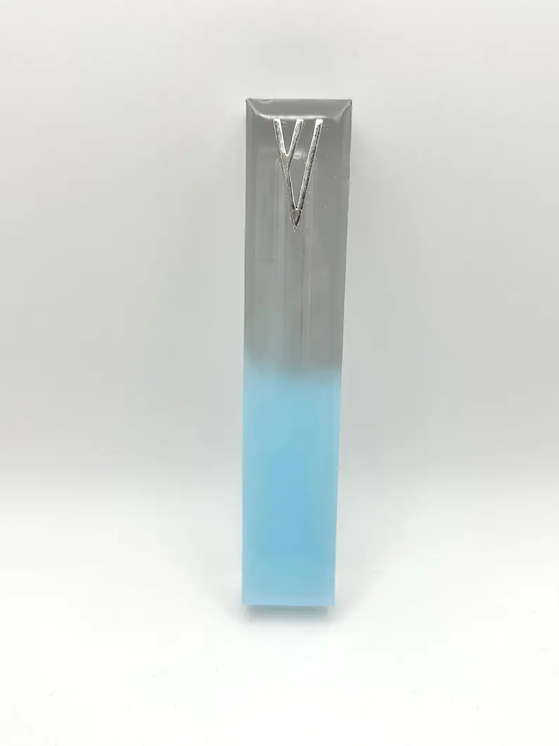 Modern Blue & Gray Epoxy Resin Mezuzah