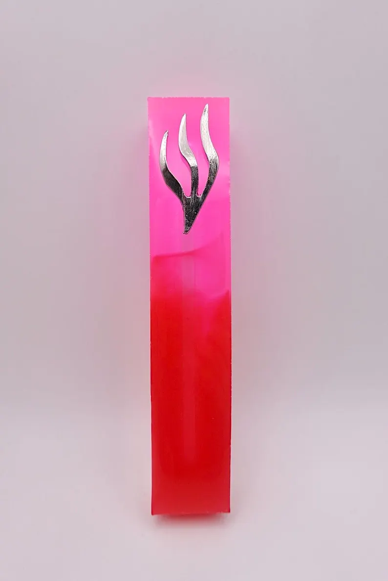 Pink & Red Gradient Resin Mezuzah