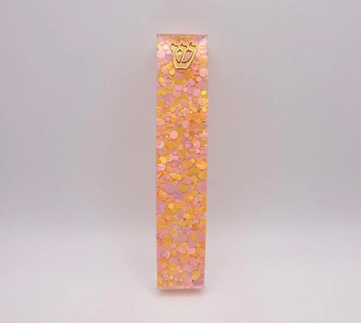 Pink, Yellow, Orange Glitter Epoxy Resin Mezuzah