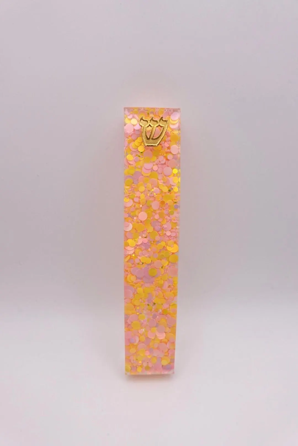 Pink, Yellow, Orange Glitter Epoxy Resin Mezuzah