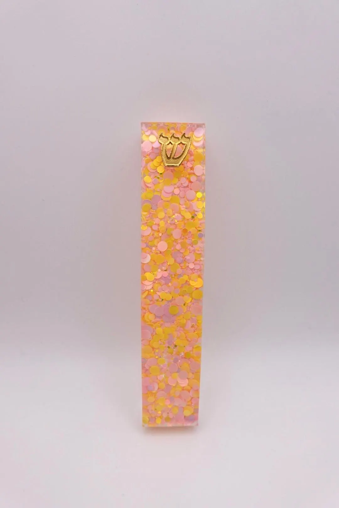 Pink, Yellow, Orange Glitter Epoxy Resin Mezuzah