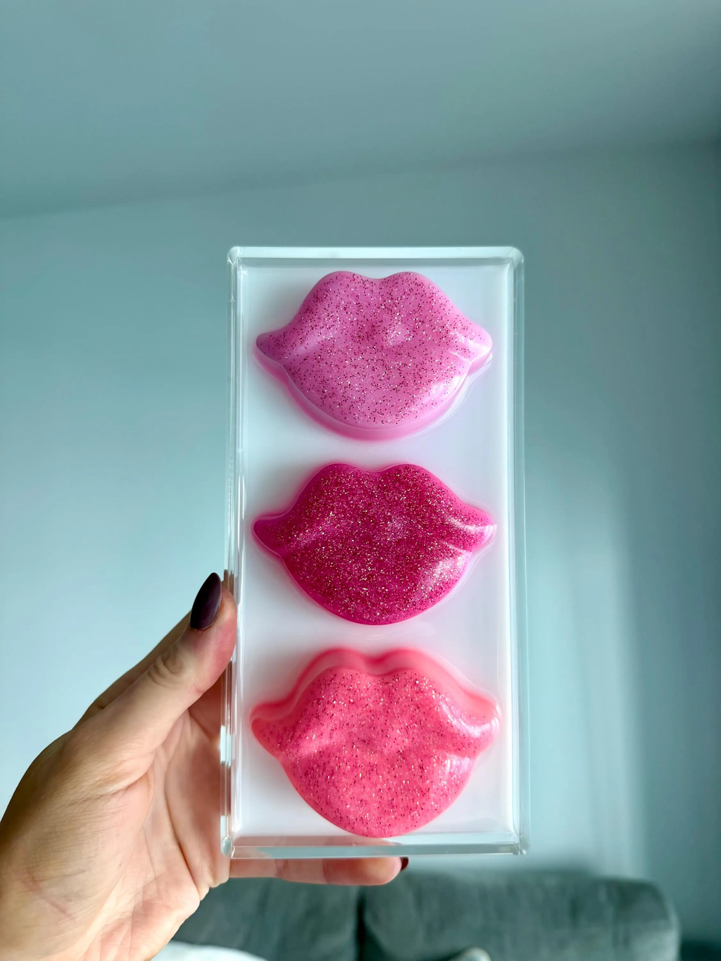 3D Resin Glitter Lips Pop Wall Art