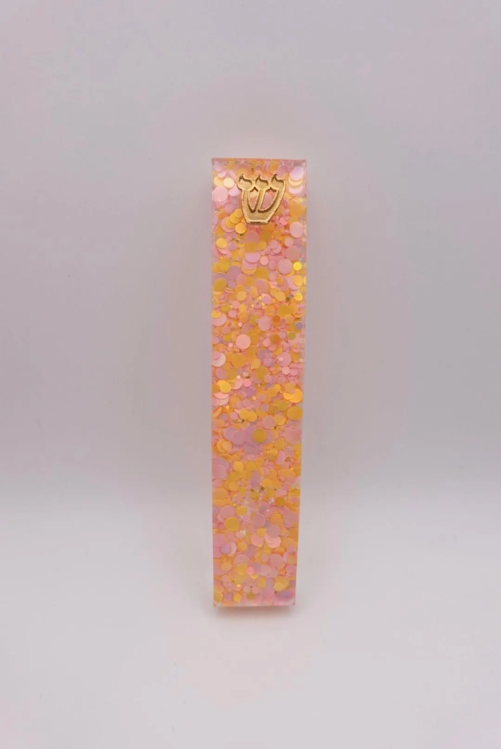Pink, Yellow, Orange Glitter Epoxy Resin Mezuzah