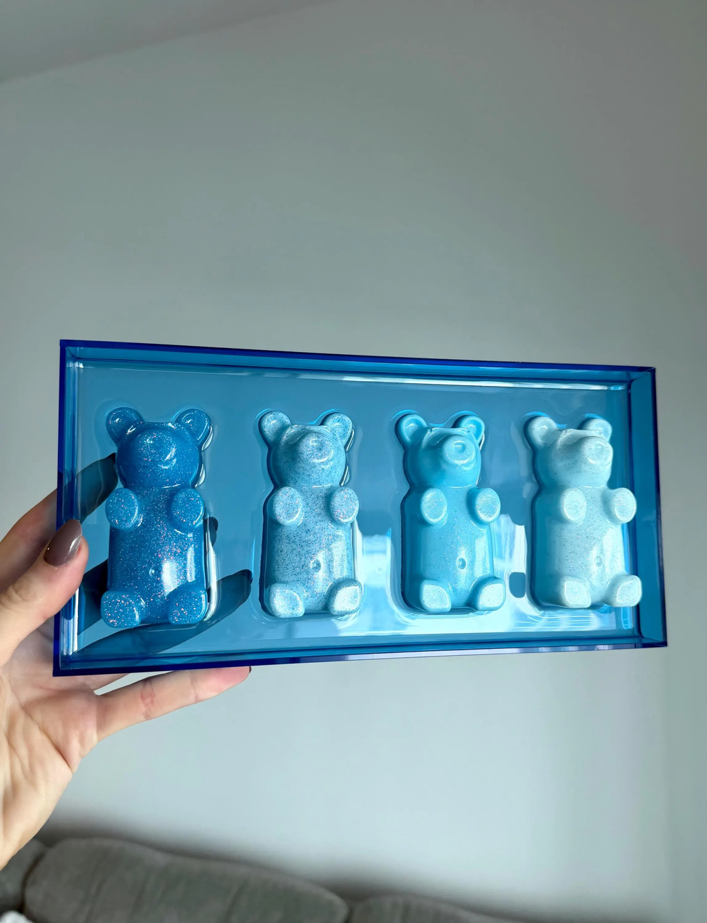 Gummy Bear Wall Acrylic Wall Art, 3D Blue Resin Bears