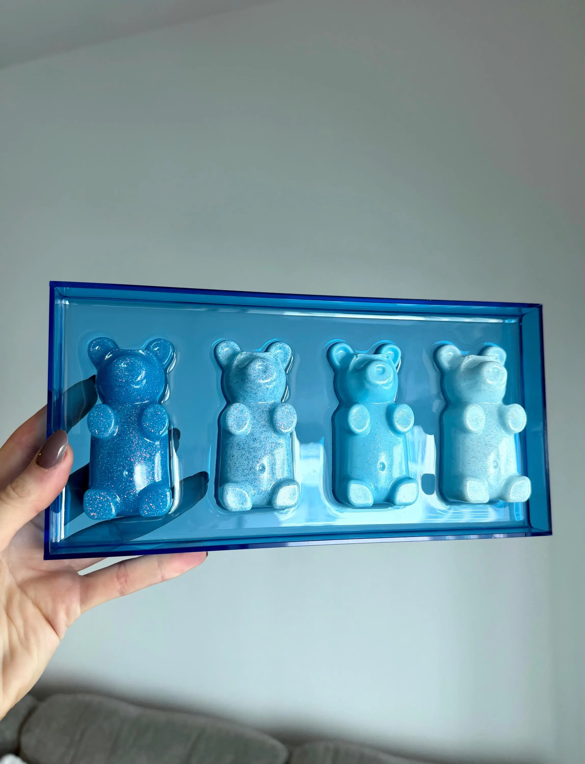 Gummy Bear Wall Acrylic Wall Art, 3D Blue Resin Bears