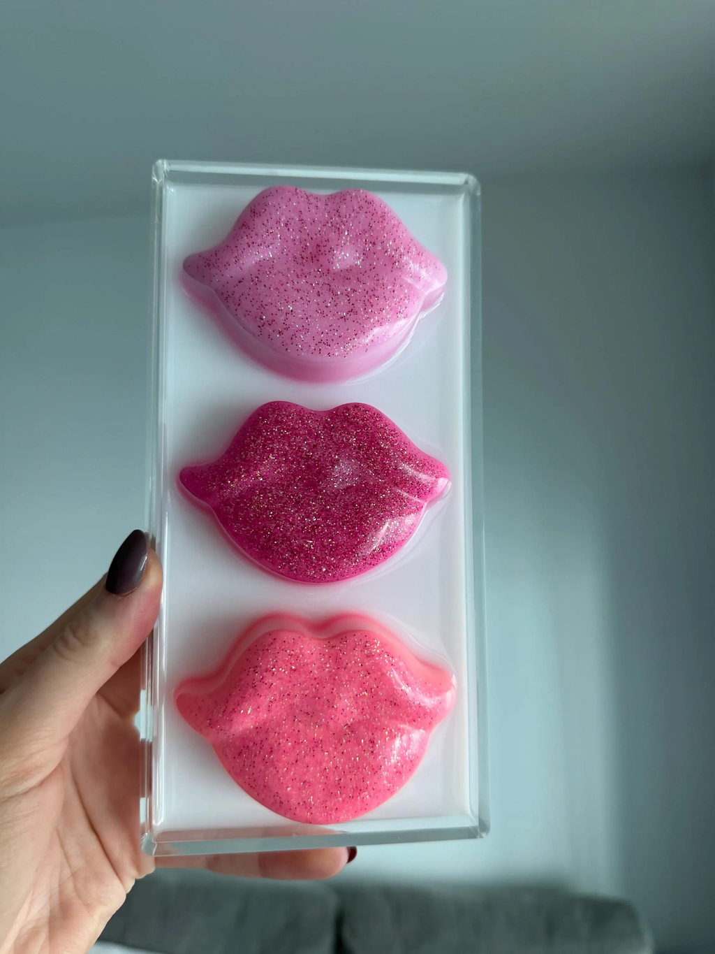 3D Resin Glitter Lips Pop Wall Art